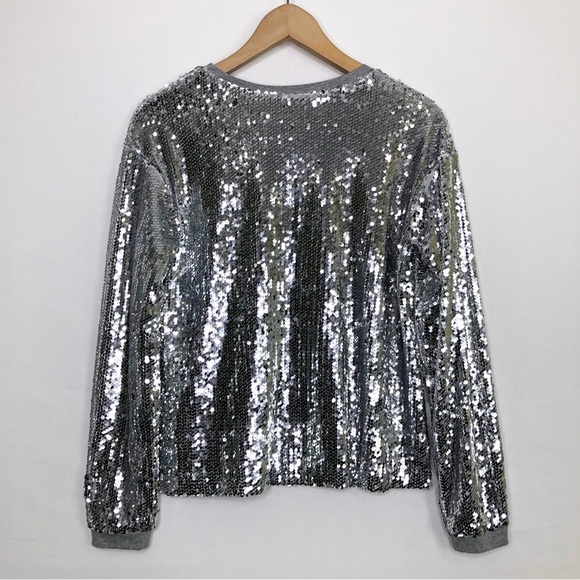 Eri & Ali by Anthropologie Babette Silver sequin top - Picture 3 of 11